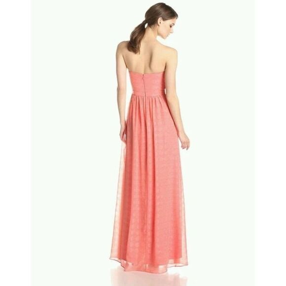 ERIN Fetherston Maxi Dress 0 Coral Pink Sweetheart Spaghetti Strap Ruched New - Picture 10 of 10